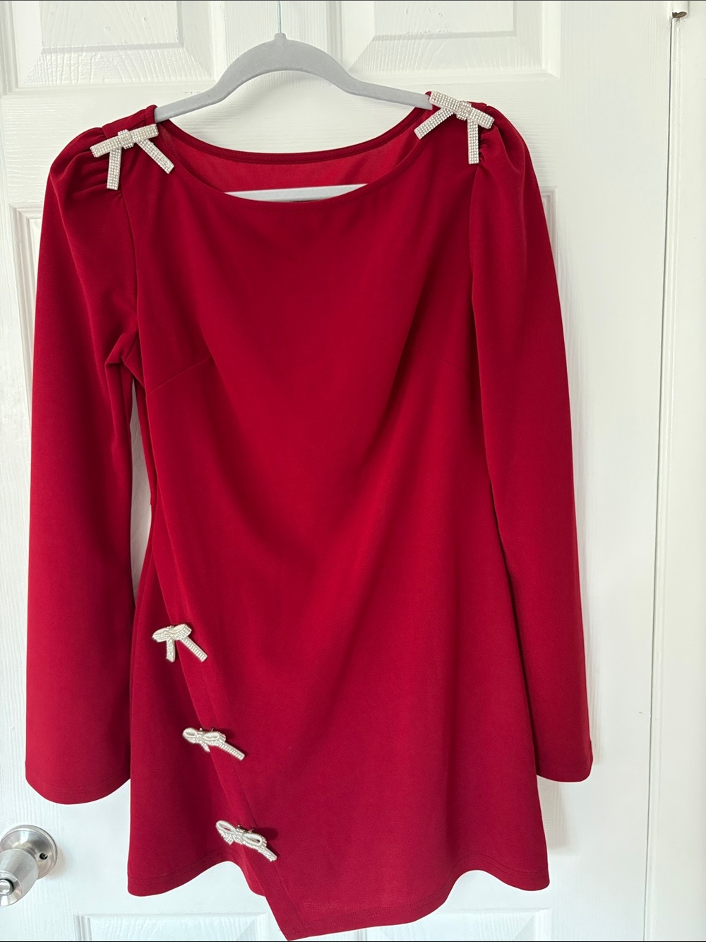 Cider Red Long-Sleeve Tunic with Bow Accents